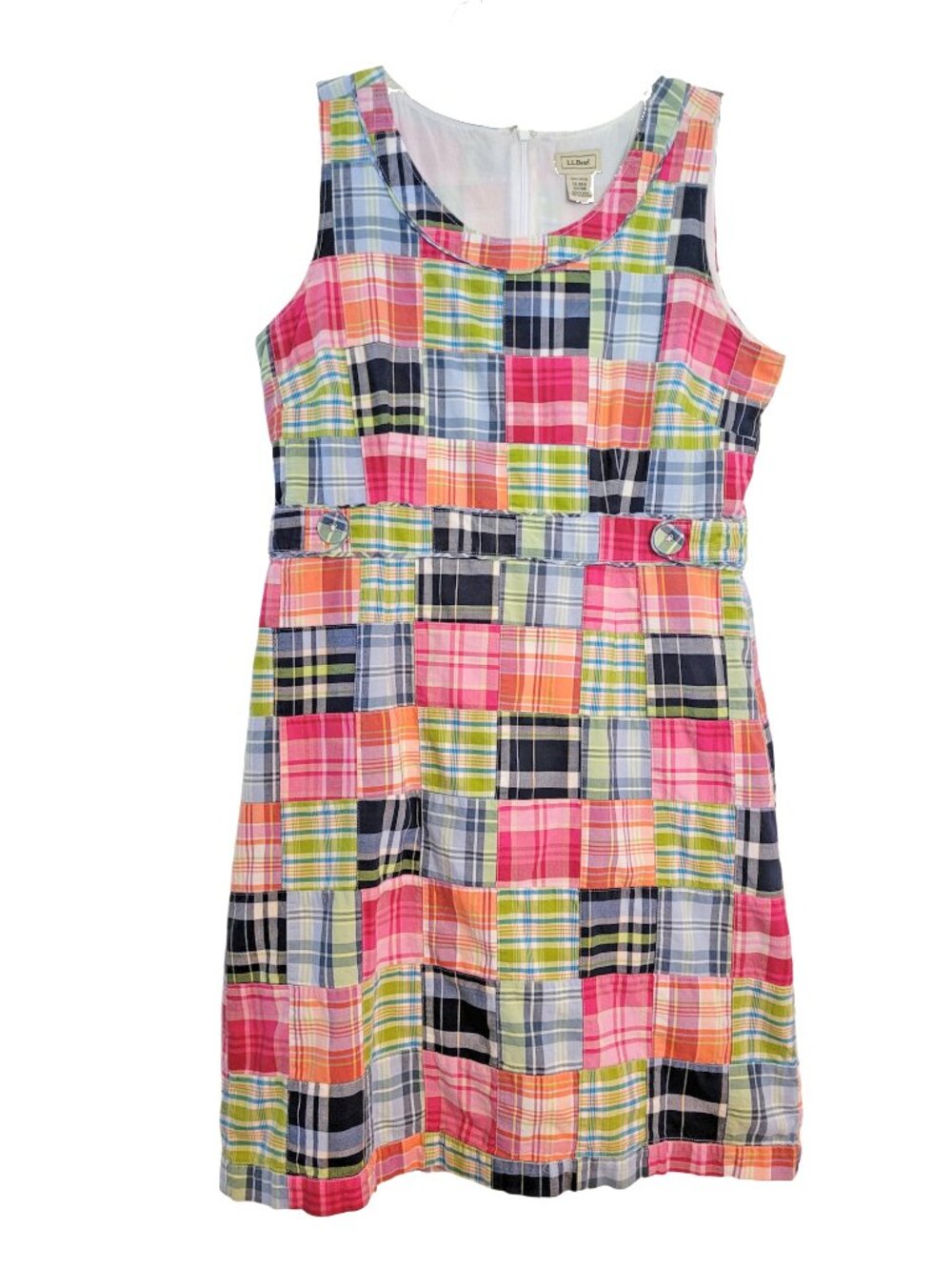 L.L. Bean Madras Plaid Sleeveless Shift Dress